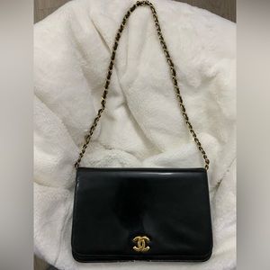 Vintage Chanel Black Patent Flap